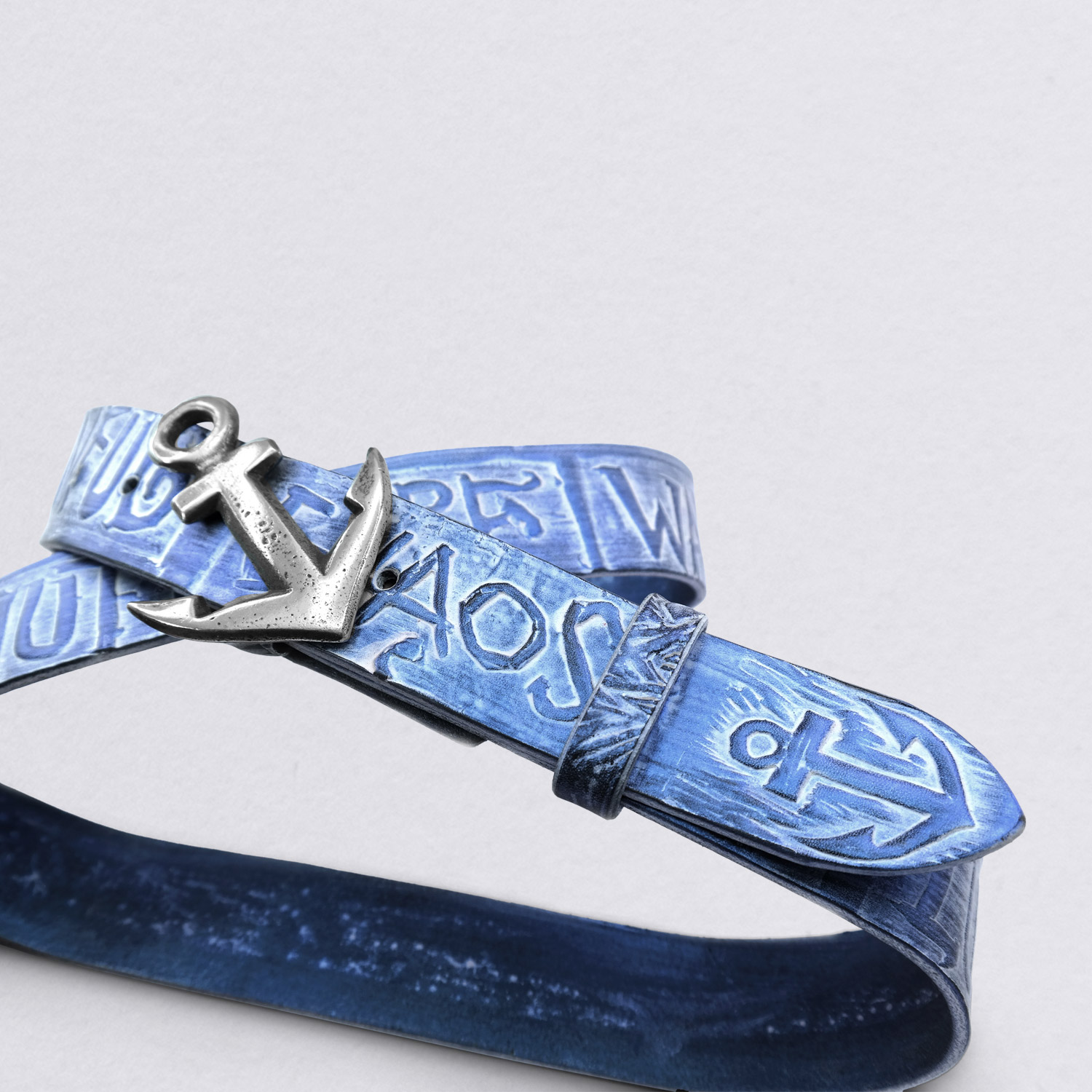 Belt Chaos Blue with anchor clasp - by Neptunsschmeiße